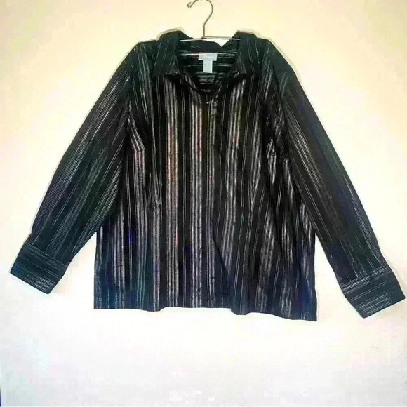 Liz&Co. Light Weight Zipper Jacket. Size 2X 22/24. Black and Silver - Picture 1 of 9